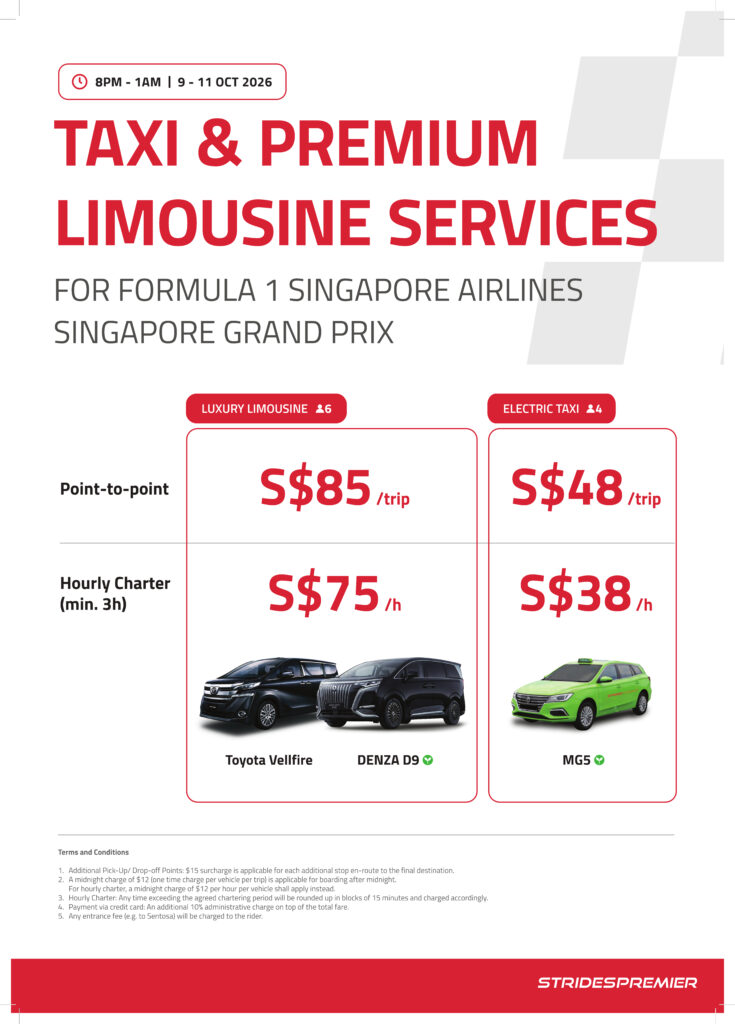 STRIDES Premier F1 Taxi and Limousine 2026 rates
